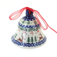 Polish Pottery Reindeer Delight Medium Bell
