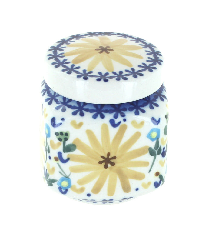 Polish Pottery Yellow Daisy Small Jar