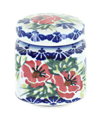 Polish Pottery Cherry Red Bouquet Small Jar