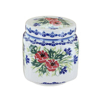 Polish Pottery Cherry Red Bouquet Medium Canister