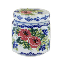 Polish Pottery Cherry Red Bouquet Small Canister