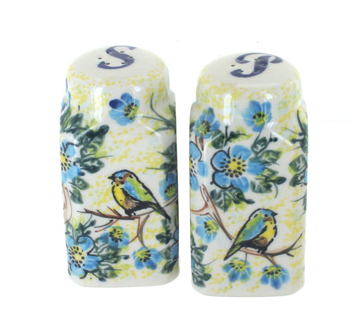 Polish Pottery Bluebird Garden Salt & Pepper Shakers