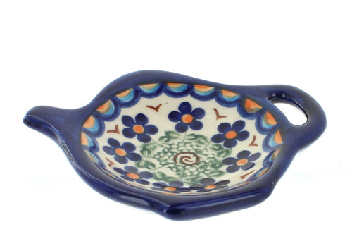 Polish Pottery Aztec Flower Tea Bag Holder