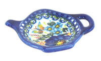 Polish Pottery Garden of Blue Tea Bag Holder