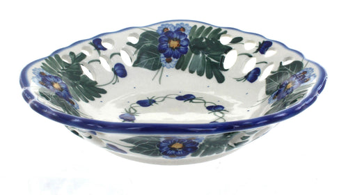Polish Pottery Forget Me Not Large Fruit Dish
