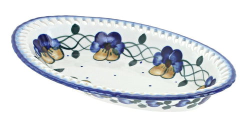 Polish Pottery Pansies Small Oval Dish