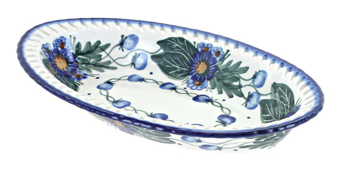Polish Pottery Forget Me Not Small Oval Dish