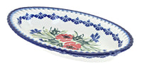 Polish Pottery Cherry Red Bouquet Small Oval Dish