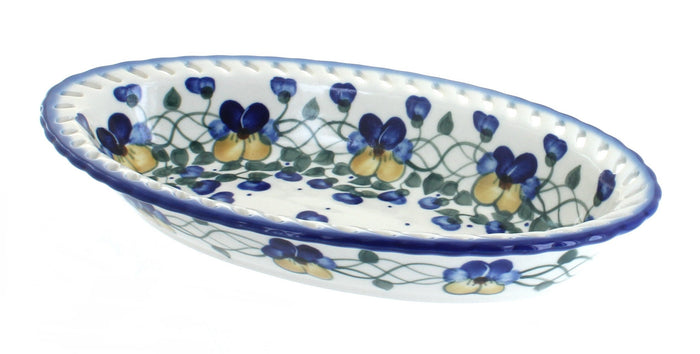 Polish Pottery Pansies Large Oval Dish