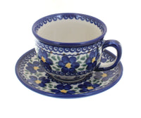Polish Pottery Spring Blossom Cup & Saucer