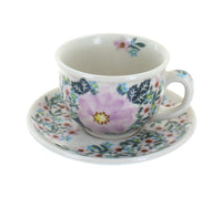 Polish Pottery Lilac Garden Cup & Saucer