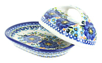 Garden of Blue Butter Dish Polish Pottery