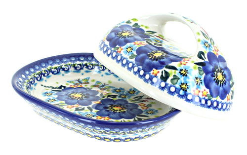 Garden of Blue Butter Dish Polish Pottery