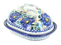 Polish Pottery Garden of Blue Butter Dish