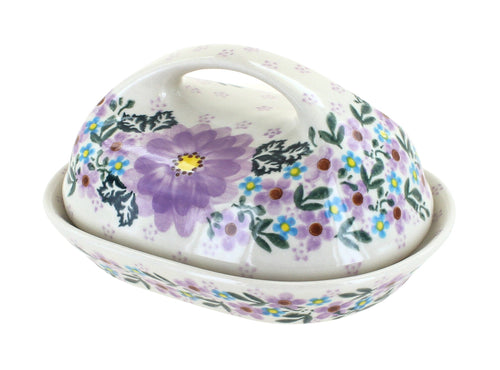 Polish Pottery Lilac Garden Butter Dish