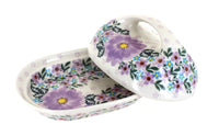 Lilac Garden Butter Dish Polish Pottery