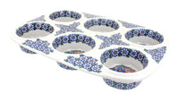Polish Pottery Garden Butterfly Muffin Pan