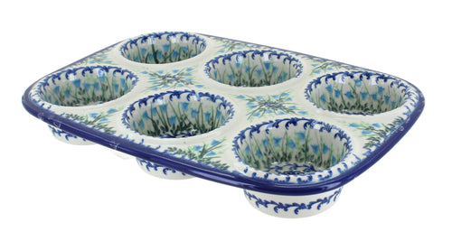Polish Pottery Misty Muffin Pan
