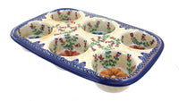 Polish Pottery Autumn Burst Muffin Pan