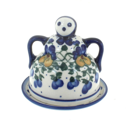 Polish Pottery Pansies Small Cheese Lady