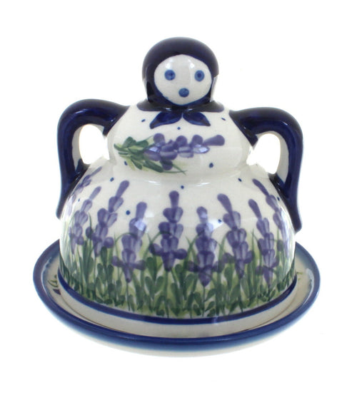 Polish Pottery Lavender Fields Medium Cheese Lady