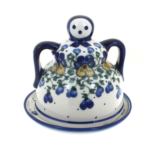 Polish Pottery Pansies Medium Cheese Lady