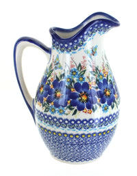 Polish Pottery Garden of Blue Pitcher