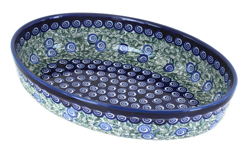 Polish Pottery Seaside Swirl Small Oval Baker