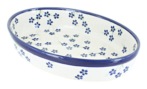 Polish Pottery Willow Small Oval Baker