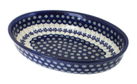 Polish Pottery Flowering Peacock Small Oval Baker