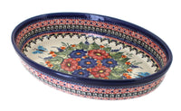 Polish Pottery Floral Butterfly Small Oval Baker