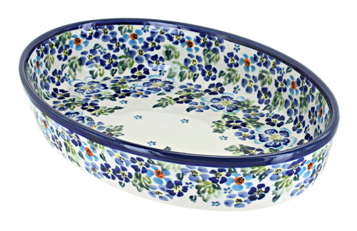 Polish Pottery Vintage Violet Small Oval Baker