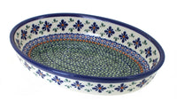 Polish Pottery Mosaic Flower Small Oval Baker