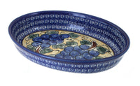 Polish Pottery Grapes Small Oval Baker