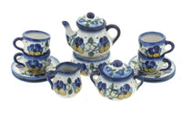Polish Pottery Pansies Miniature Tea Set