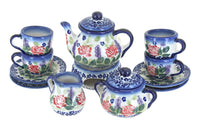 Polish Pottery Roses Are Red Miniature Tea Set