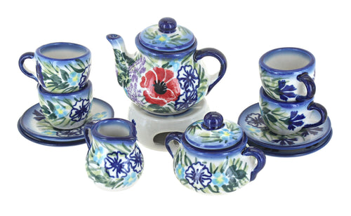 Polish Pottery Summer Garden Miniature Tea Set