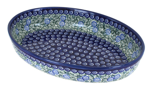 Polish Pottery Seaside Swirl Medium Oval Baker