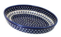Polish Pottery Flowering Peacock Medium Oval Baker