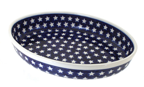 Polish Pottery Stars Medium Oval Baker