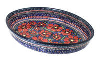 Polish Pottery Jungle Flower Medium Oval Baker