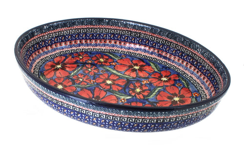 Polish Pottery Jungle Flower Medium Oval Baker
