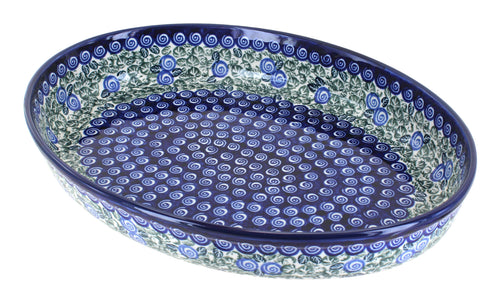 Polish Pottery Seaside Swirl Large Oval Baker