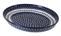 Polish Pottery Flowering Peacock Large Oval Baker