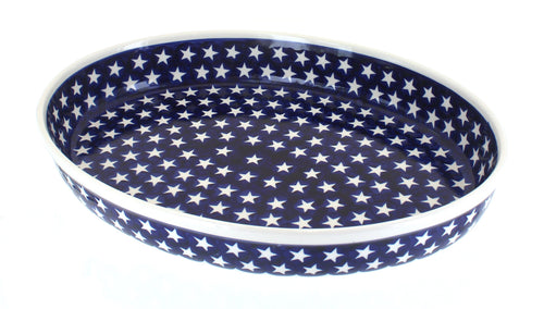 Polish Pottery Stars Large Oval Baker