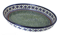 Polish Pottery Mosaic Flower Medium Oval Baker