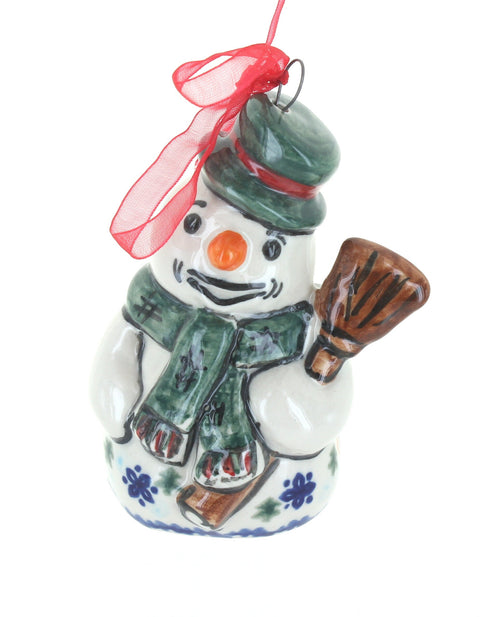 Polish Pottery Christmas Bounty Snowman Ornament