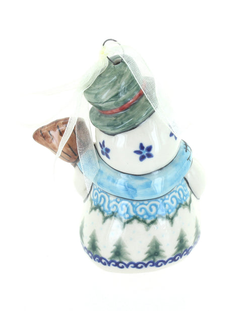 Holiday Pine Snowman Ornament Polish Pottery