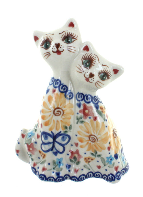 Polish Pottery Butterfly Twin Cats