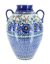 Polish Pottery Garden of Blue Large Jug Vase